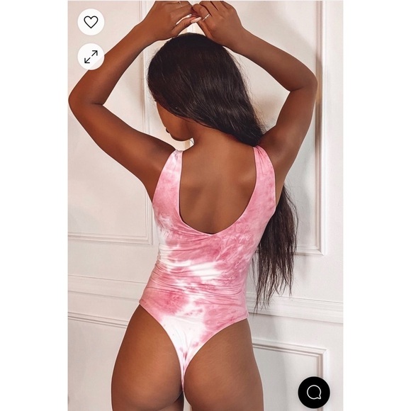 NWT LULUS Wildlife Dusty Pink Tie Dye Bodysuit Size L - Picture 4 of 11